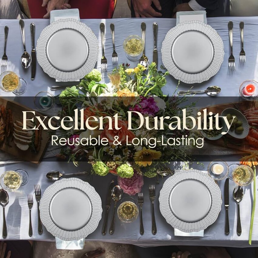 Silver Charger Plates: Transform Your Table Setting into Elegant Dining Excellence 10 Silver Charger Plates