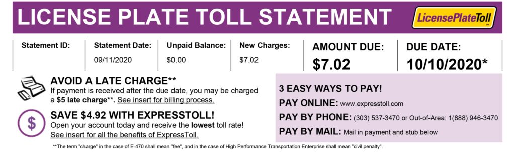 Colorado Toll Charges
