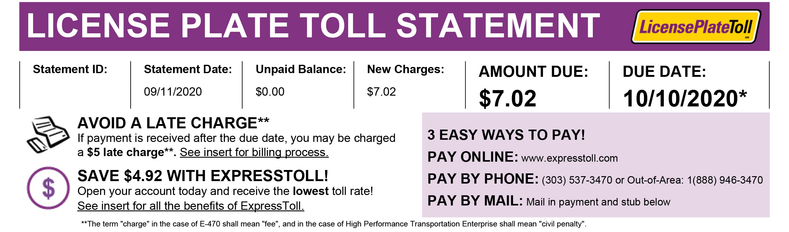 Colorado Toll Charges