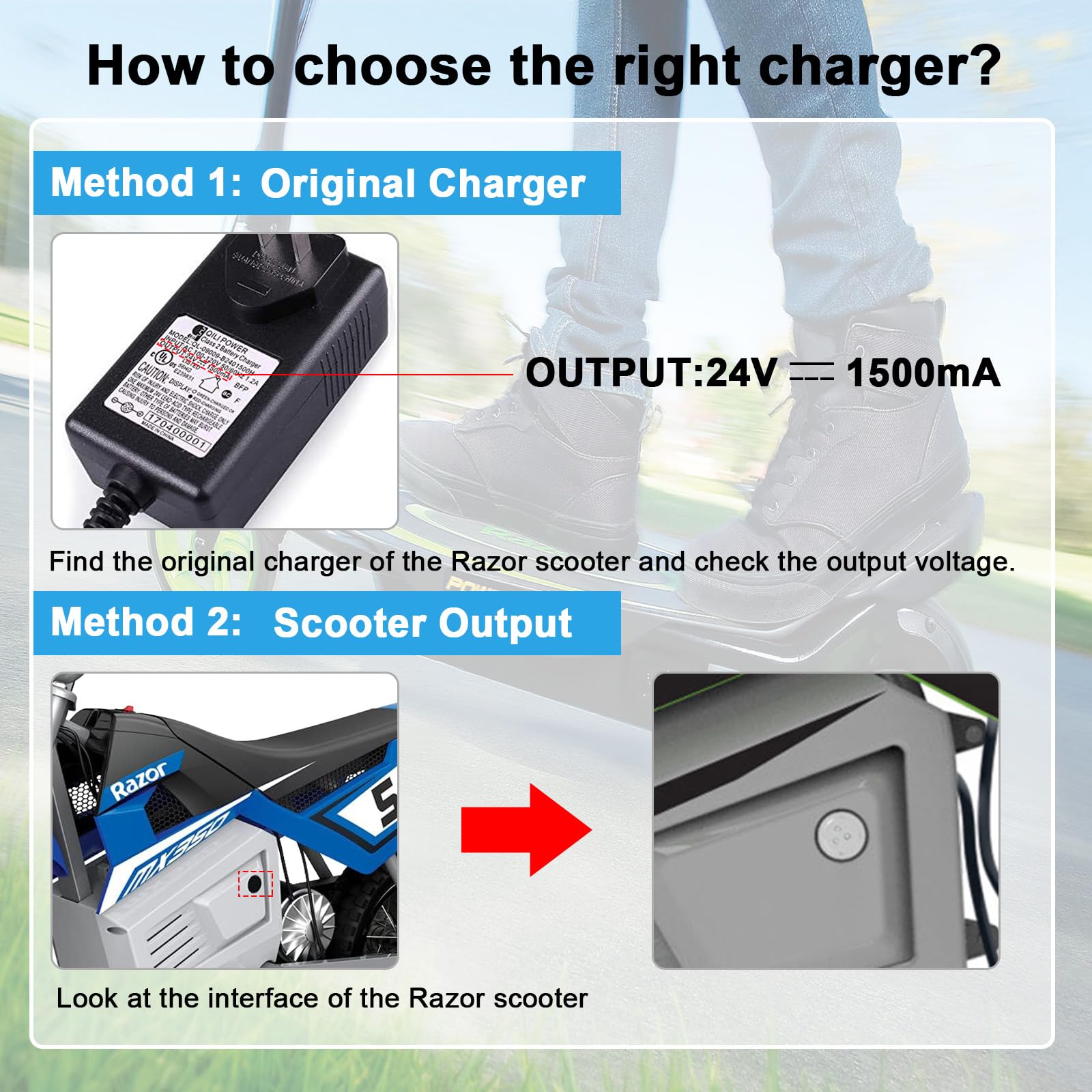charger for a razor scooter